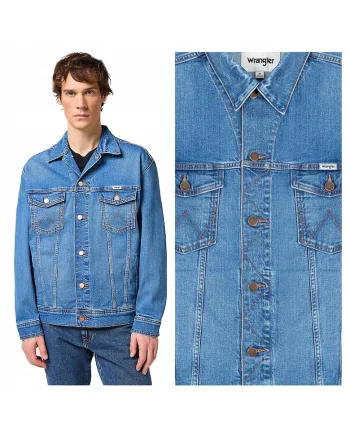 Jacheta Barbati,  Anti Fit Jacket, Regular Fit, Denim Design, Fara Gluga, Cu Nasturi, Bumbac, Albastru, Albastru
