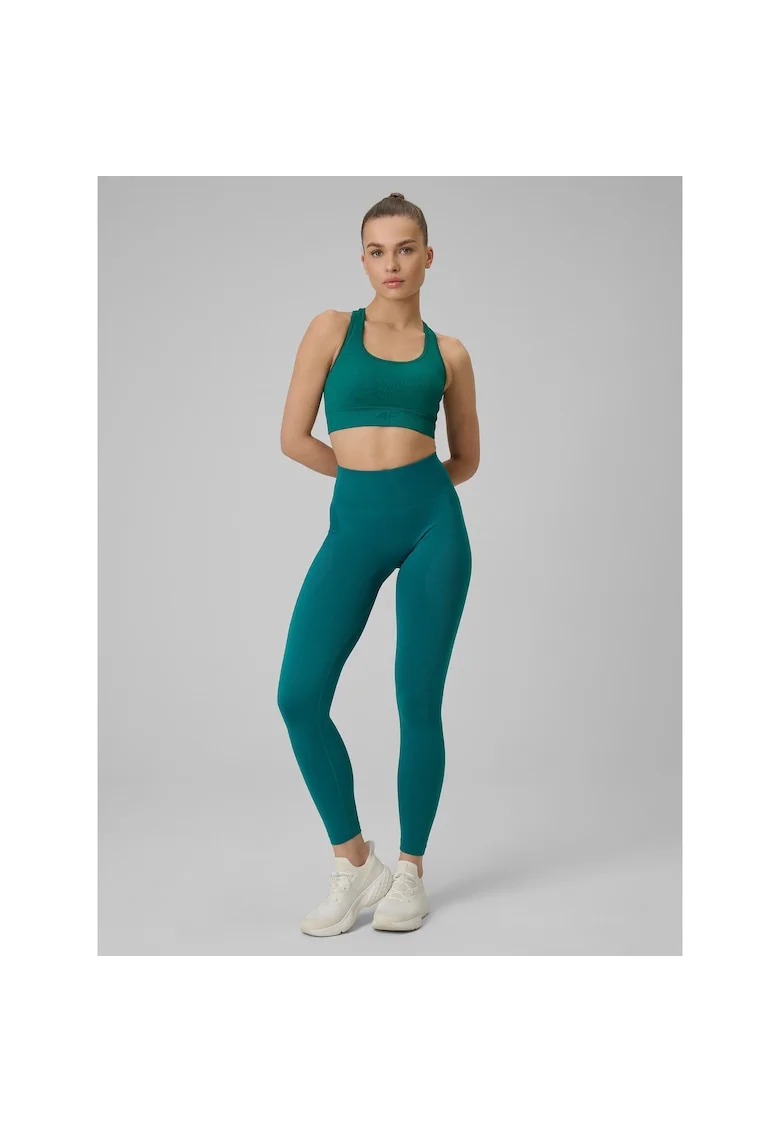 Pantaloni sport dama  colanti antrenament, turcoaz, fara cusaturi