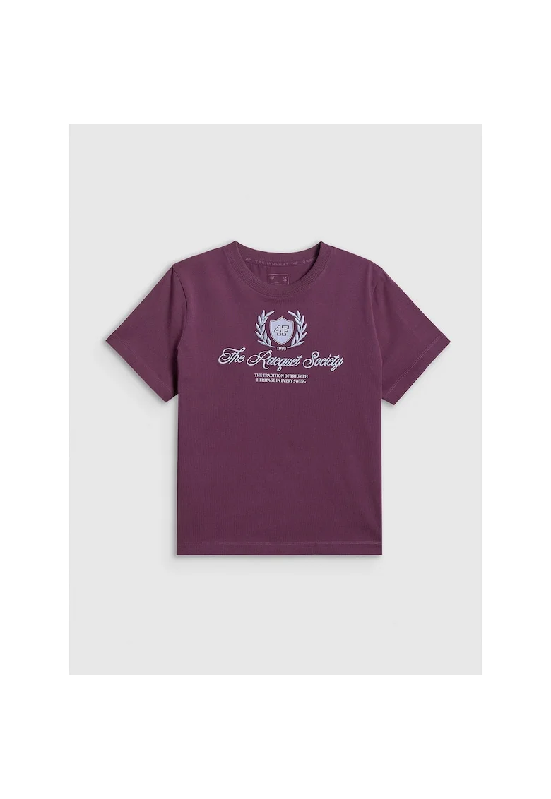 Tricou sport dama,  boxy, imprimeu, burgundy, bumbac,