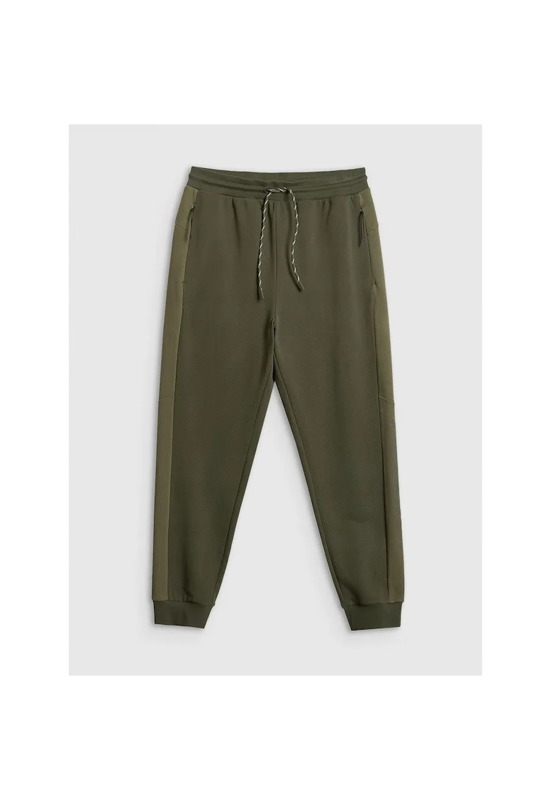 Pantaloni sport barbati,  jogger, khaki, material gros, talie ajustabila