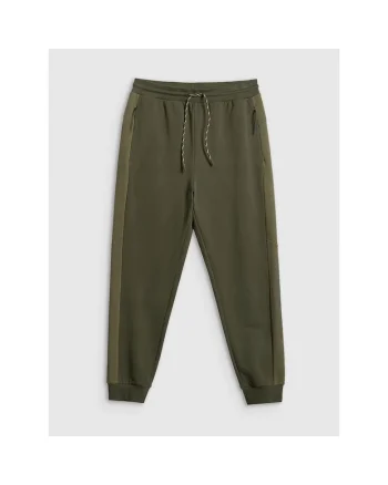 Pantaloni sport barbati,  jogger, khaki, material gros, talie ajustabila