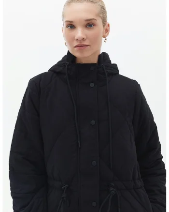 Geaca parka cu aspect matlasat, Negru