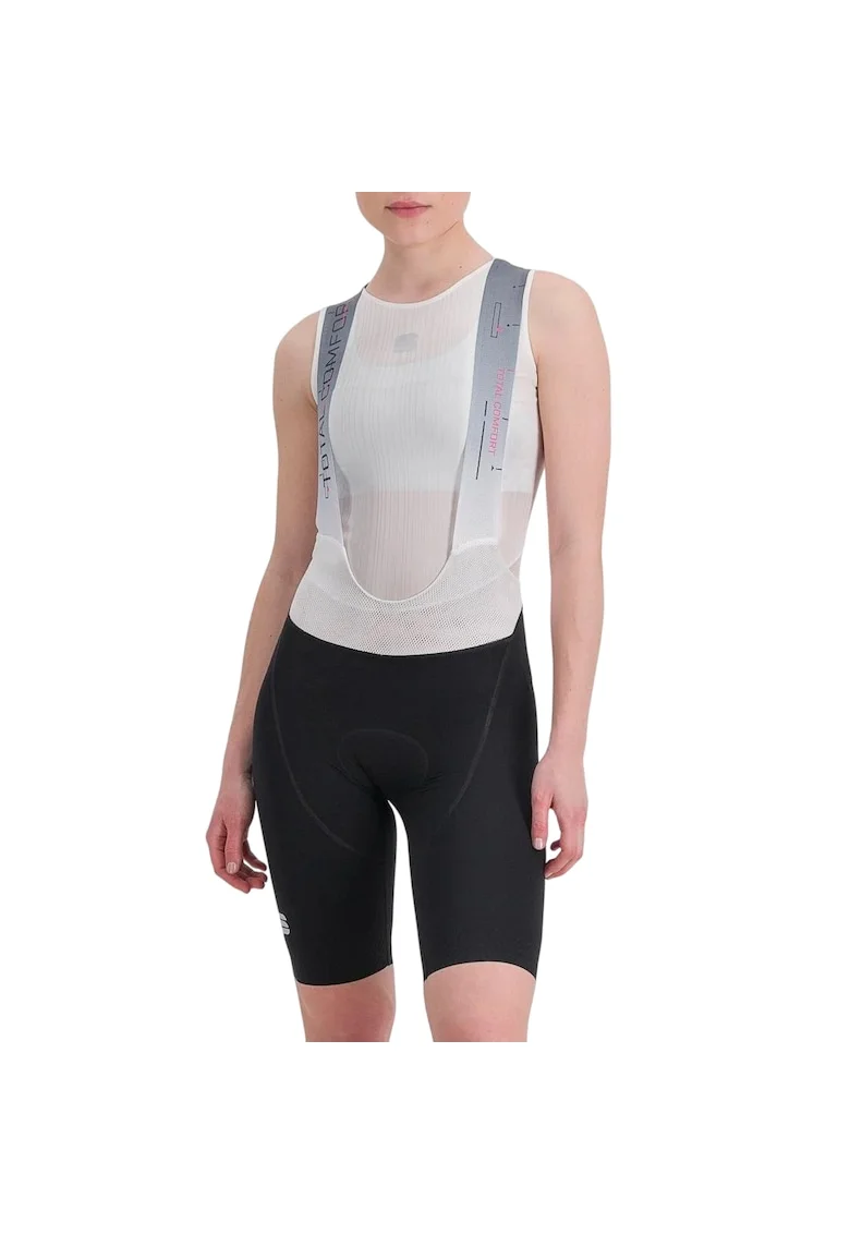 Pantaloni scurti ciclism cu bretele dama  Total Comfort SS 2024, Negru