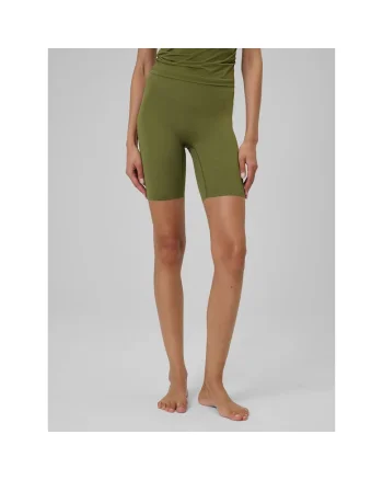 Pantaloni sport dama  ciclism, talie inalta, masliniu, fara cusaturi