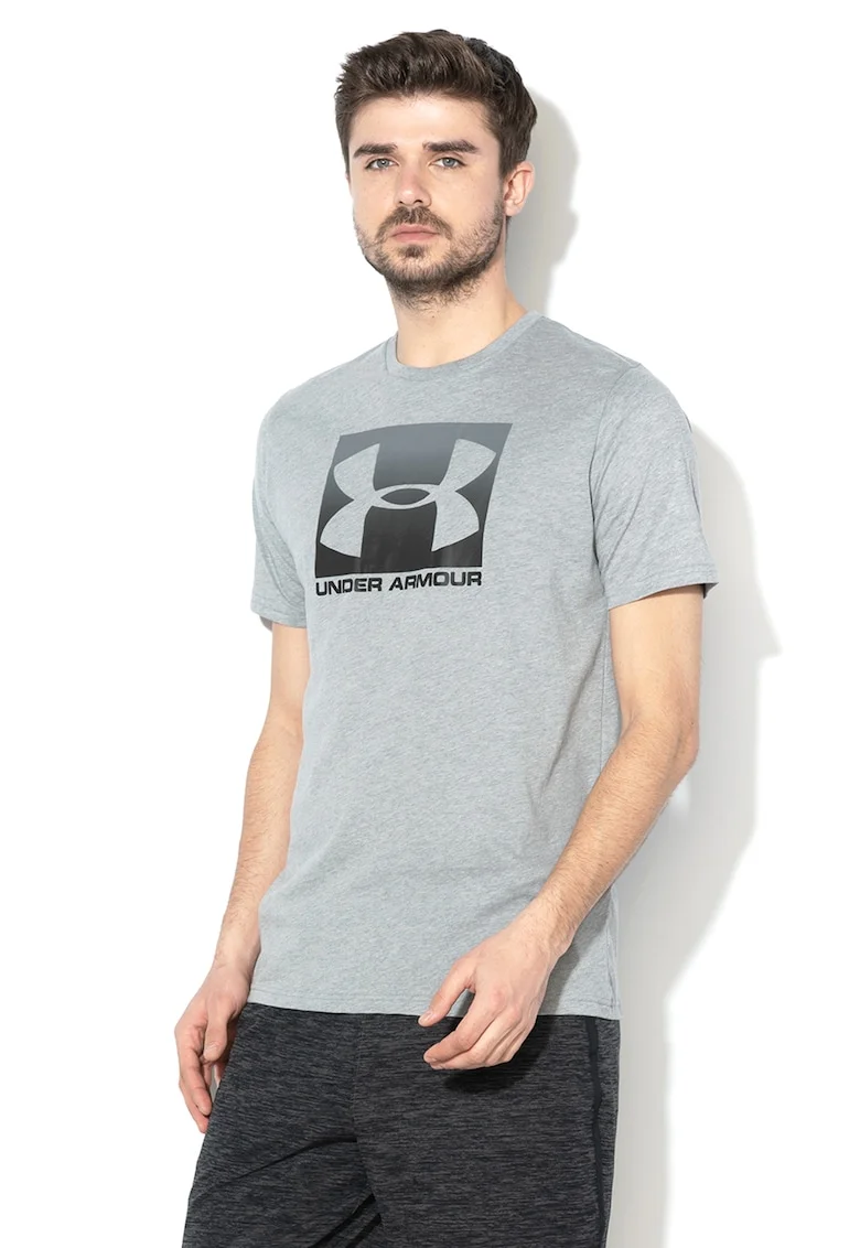 Tricou cu imprimeu logo pentru fitness Boxed, Gri melange