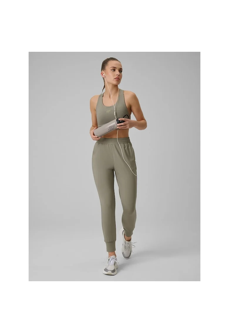 Pantaloni sport dama,  antrenament, oliv, 4F Dry