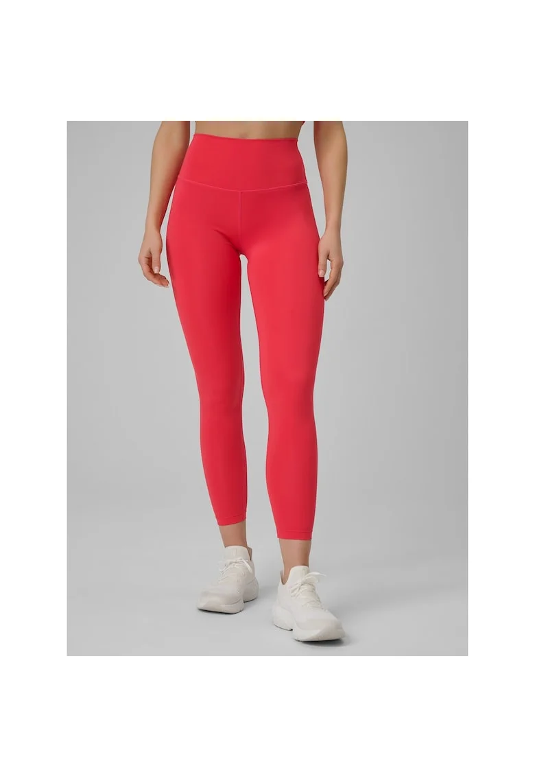 Pantaloni sport dama,  colanti rosii, uscare rapida, talie inalta