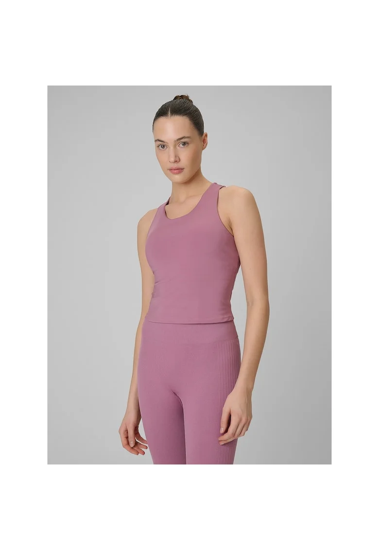 Maiou sport dama,  crop-top antrenament, roz, uscare rapida, slim
