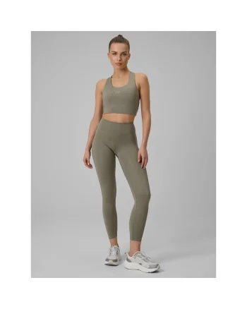 Pantaloni sport dama,  colanti antrenament, uscare rapida, kaki, slim fit, talie inalta