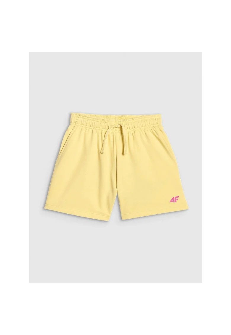 Pantaloni sport copii,  galben, bumbac, croiala lejera, talie reglabila
