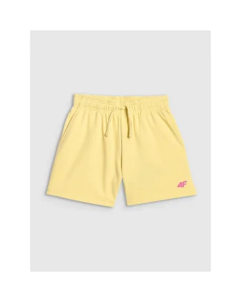 Pantaloni sport copii,  galben, bumbac, croiala lejera, talie reglabila