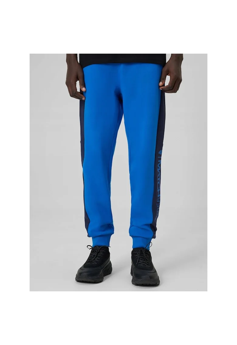 Pantaloni barbati  albastri regular cu buzunare, material mai gros, talie reglabila