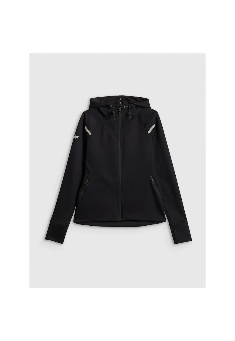 Hanorac sport dama,  slim, negru, cu gluga