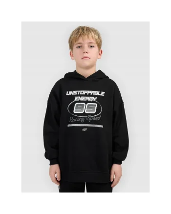 Hanorac sport baieti,  tricot, negru/alb,