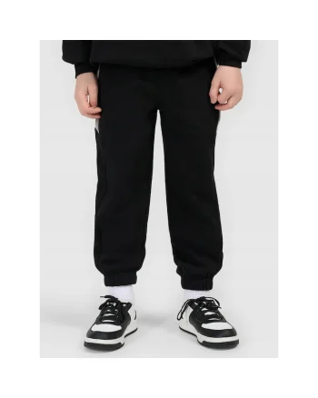 Pantaloni sport baieti,  tricot, negru/gri