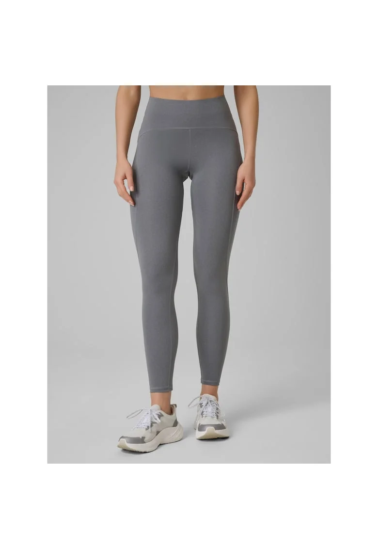 Pantaloni sport dama  slim, uscare rapida, talie inalta, gri, pentru antrenament