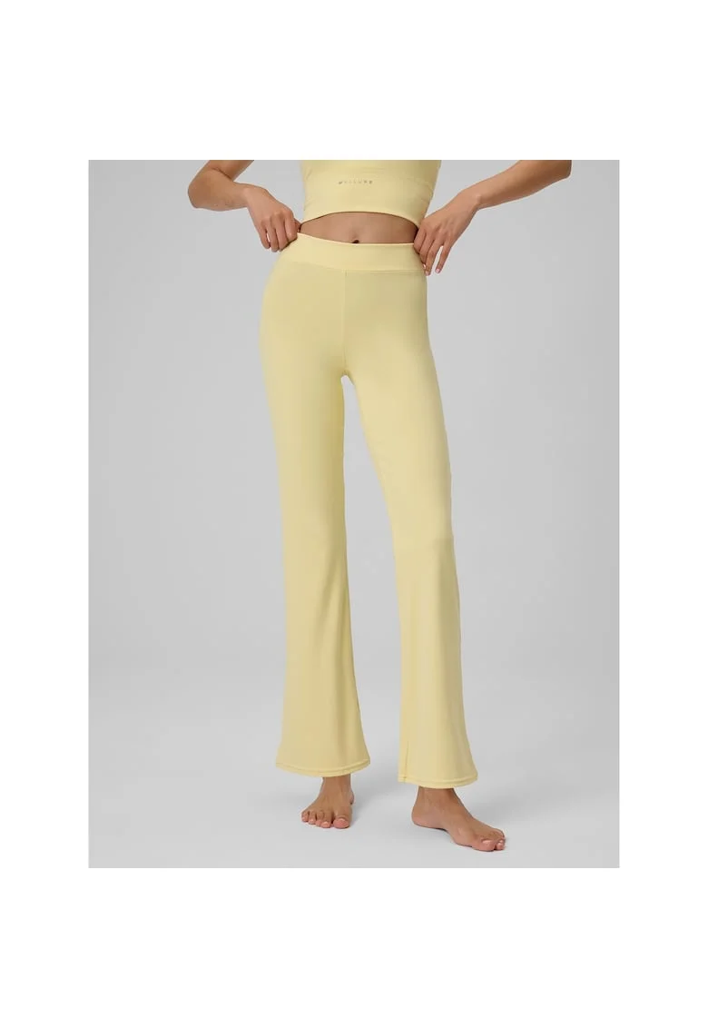 Pantaloni sport dama,  galbeni, talie inalta, tehnologie 4F Dry, de yoga