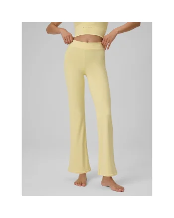 Pantaloni sport dama,  galbeni, talie inalta, tehnologie 4F Dry, de yoga