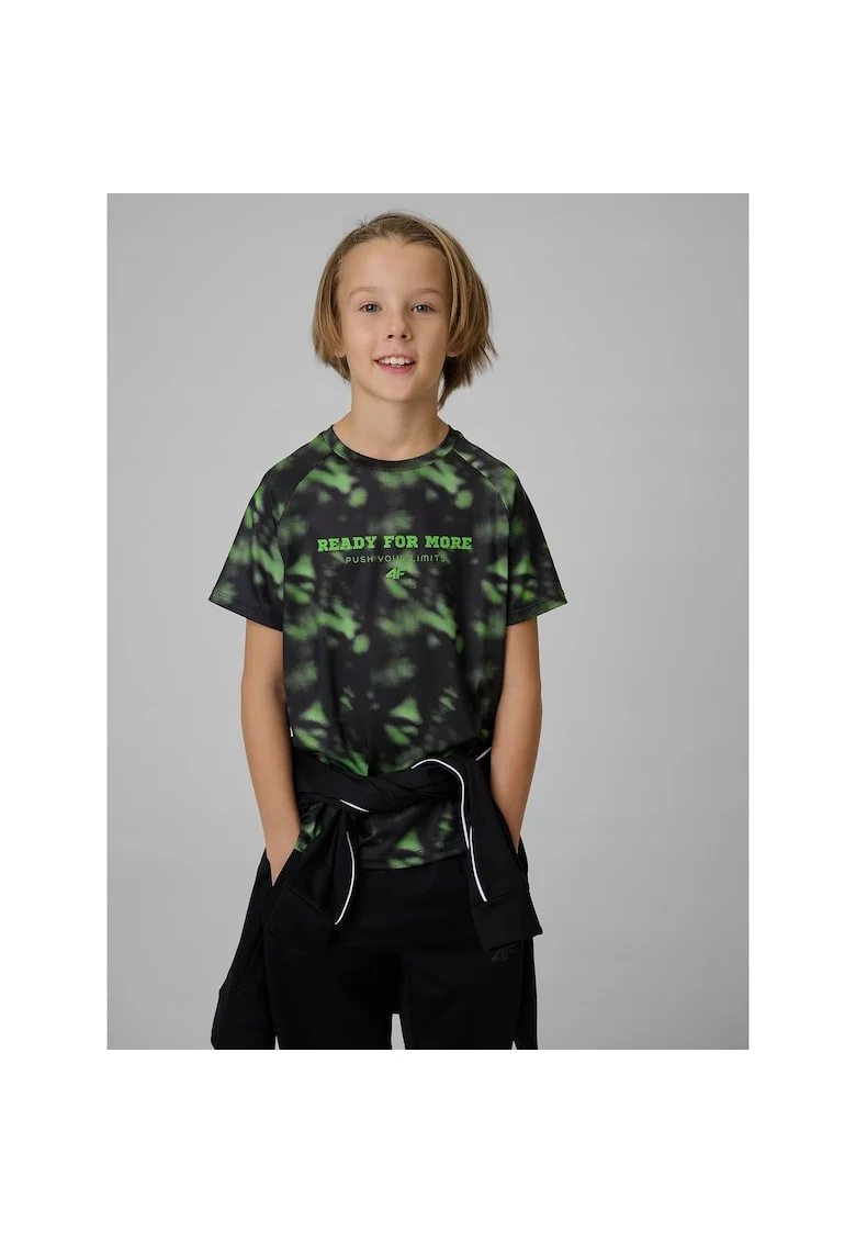 Tricou sport baieti  uscare rapida, respirabil, negru/verde