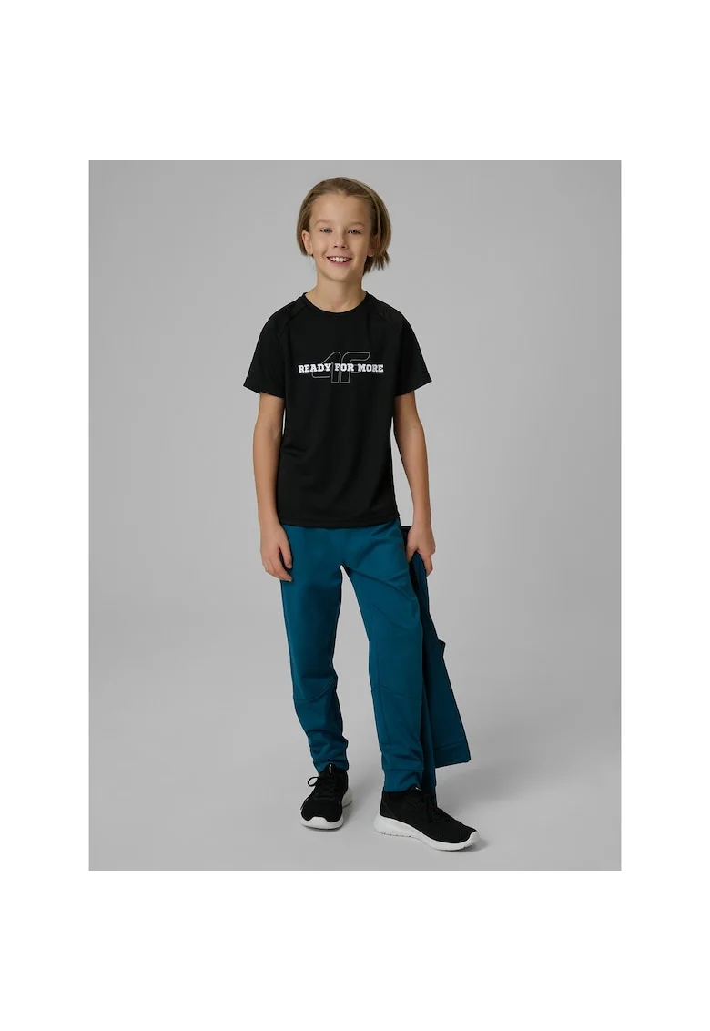 Tricou sport baieti,  negru, uscare rapida, detalii reflectorizante