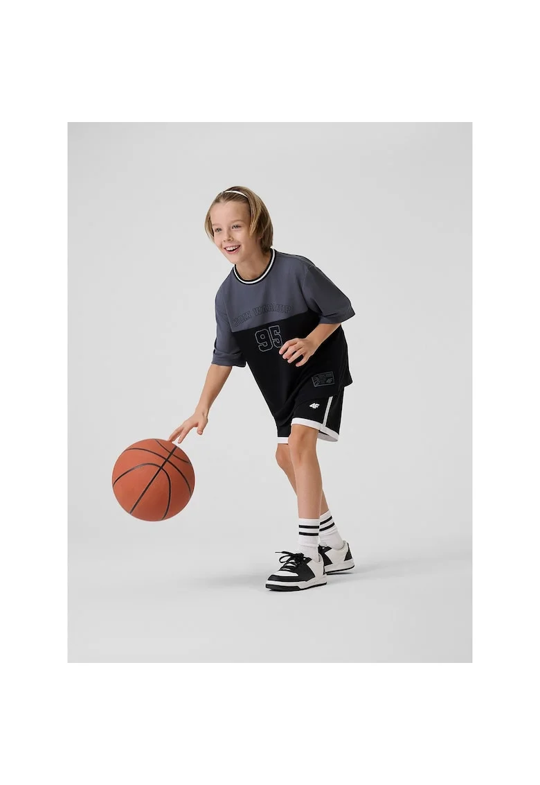 Tricou sport baieti,  negru, croiala lejera, uscare rapida