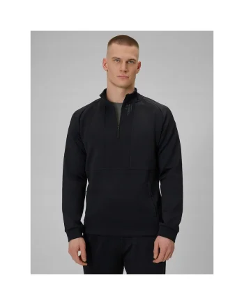 Hanorac sport barbati,  negru, uscare rapida, guler protector, buzunare cu fermoar