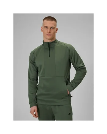 Hanorac sport barbati  uscare rapida, guler inalt, kaki