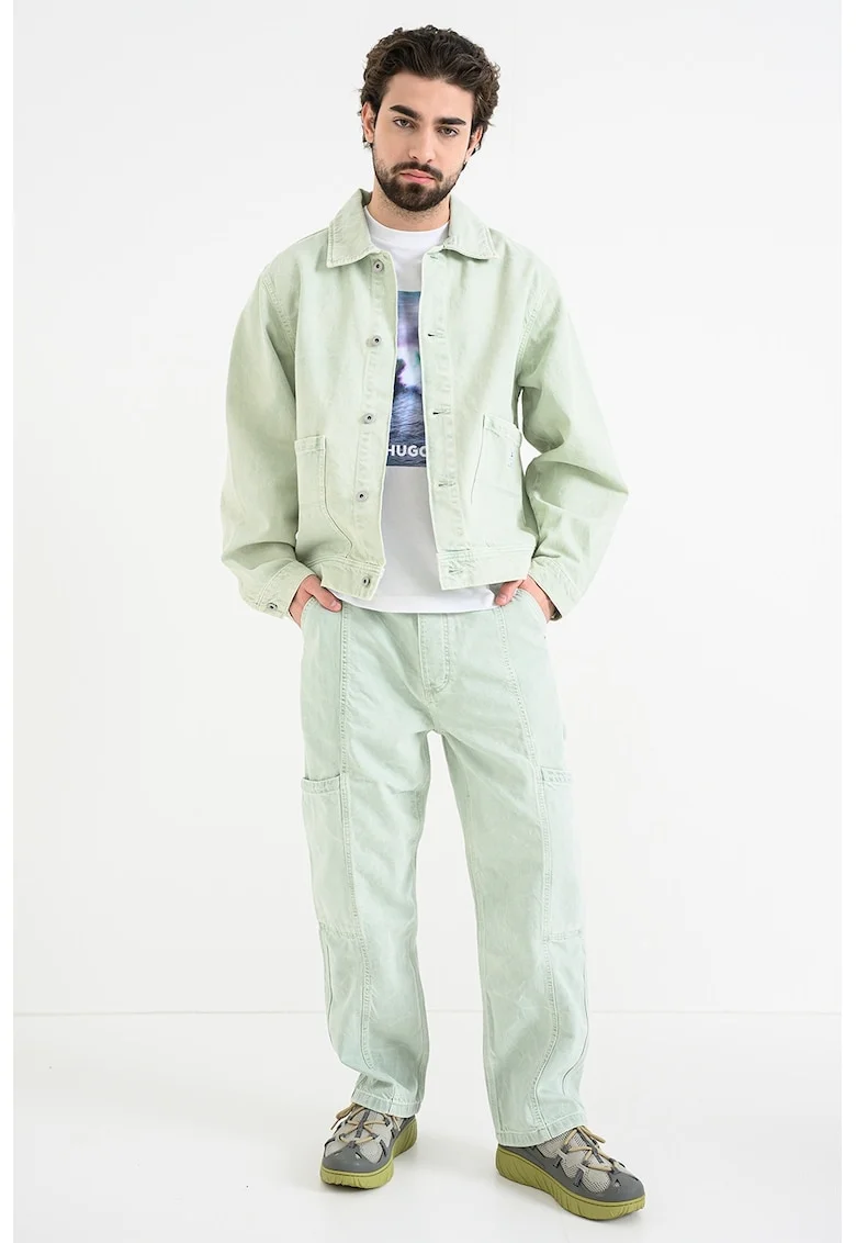 Jacheta lejera de denim cu buzunare supradimensionate Ashen, Verde pal