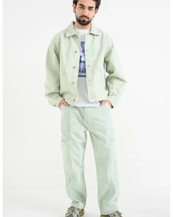 Jacheta lejera de denim cu buzunare supradimensionate Ashen, Verde pal