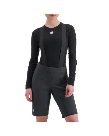 Bluza de corp ciclism dama  Merino, Negru