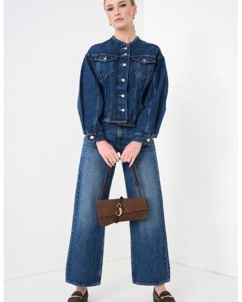 Jacheta cambrata din denim, Albastru inchis