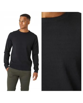 Pulover Barbati,  Dustin, Regular Fit, Maneci Lungi, Decolteu Rotund, Design Simplu, Bumbac, Negru