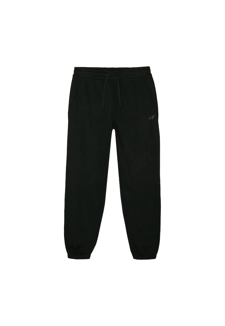 Pantaloni sport  negru, bumbac/poliester, croiala normala, 2 buzunare