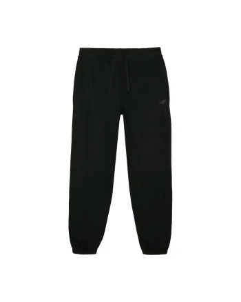 Pantaloni sport  negru, bumbac/poliester, croiala normala, 2 buzunare