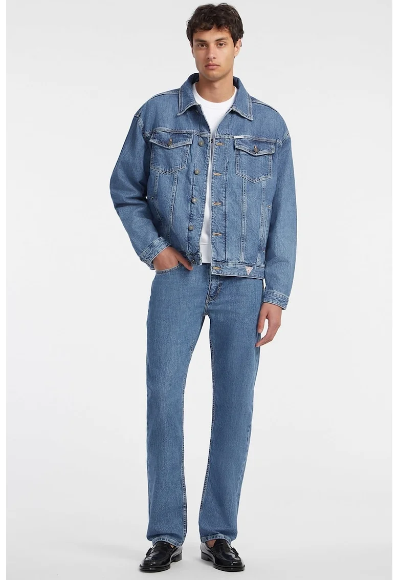 Jacheta de denim cu maneci cazute, Albastru deschis