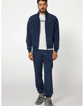 Bluza de trening cu fermoar si buzunare oblice, Bleumarin
