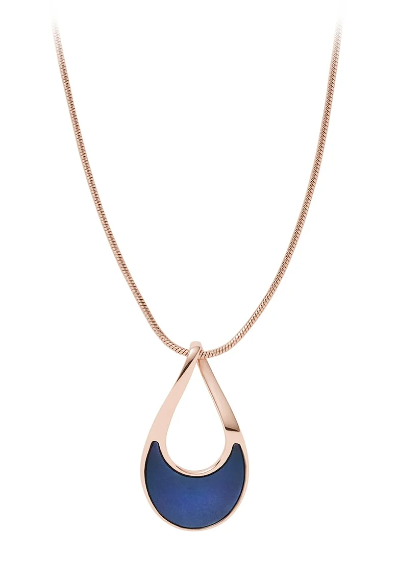 Colier cu pandantiv Mother of Pearl Agnethe, Auriu rose/bleumarin