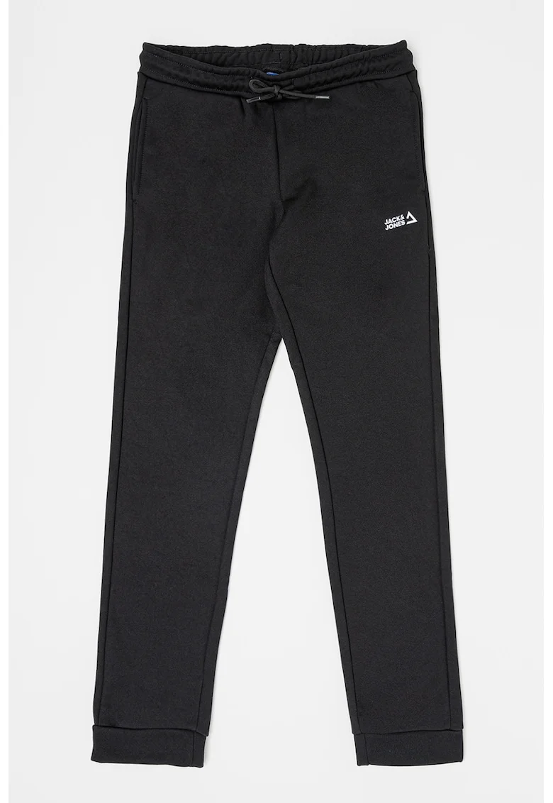 Pantaloni de trening cu snur in talie Will, Negru/Alb optic