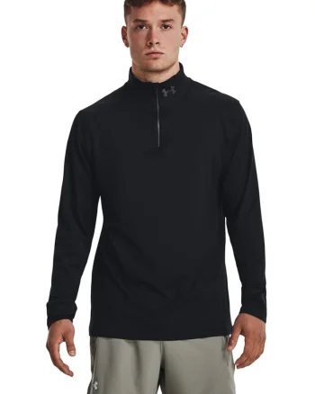 Bluza cu fenta cu fermoar, pentru alergare Launch, Negru