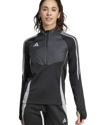 Bluza de trening slim fit cu fenta si fermoar, pentru fotbal Tiro24, Negru/Gri inchis