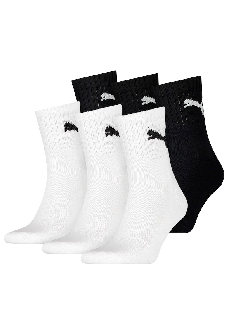 Set de sosete scurte unisex pentru tenis - 6 perechi, Negru/Alb optic