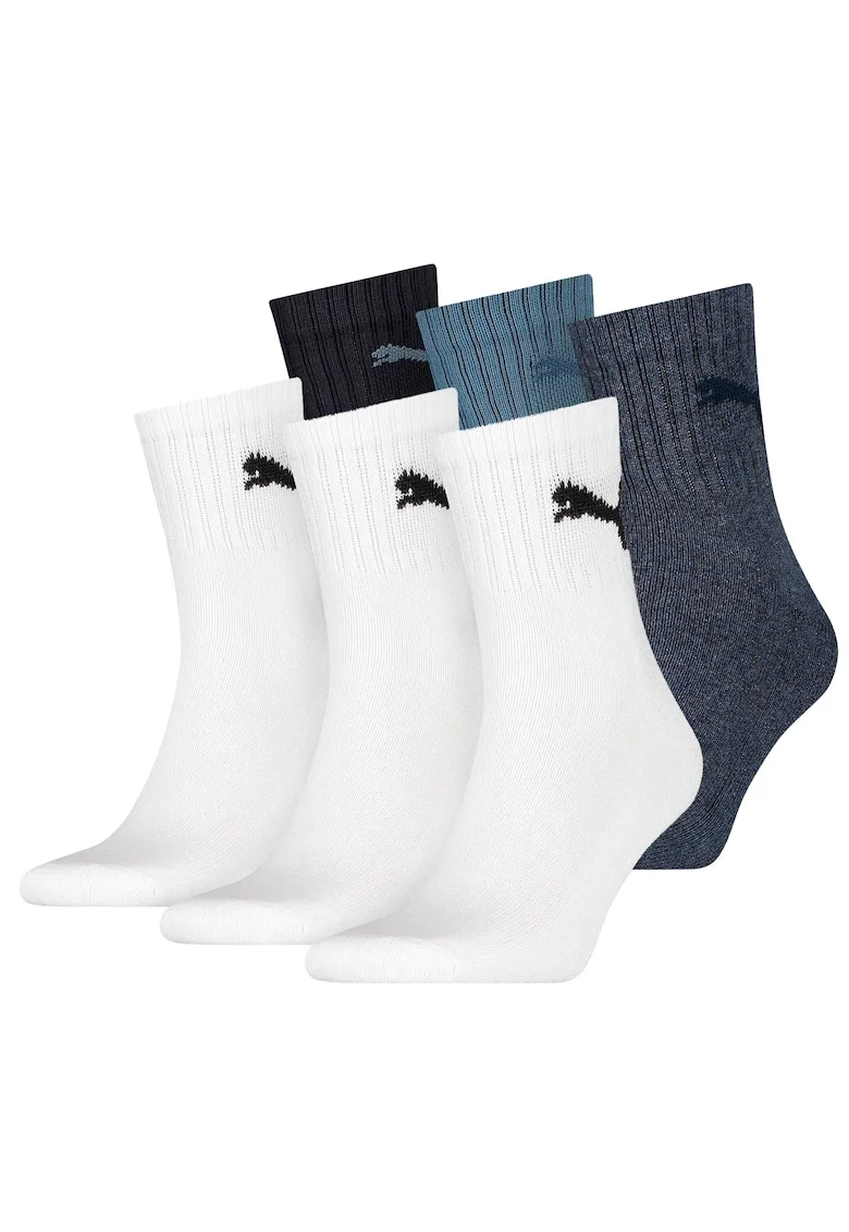 Set de sosete scurte unisex pentru tenis - 6 perechi, Alb/Albastru