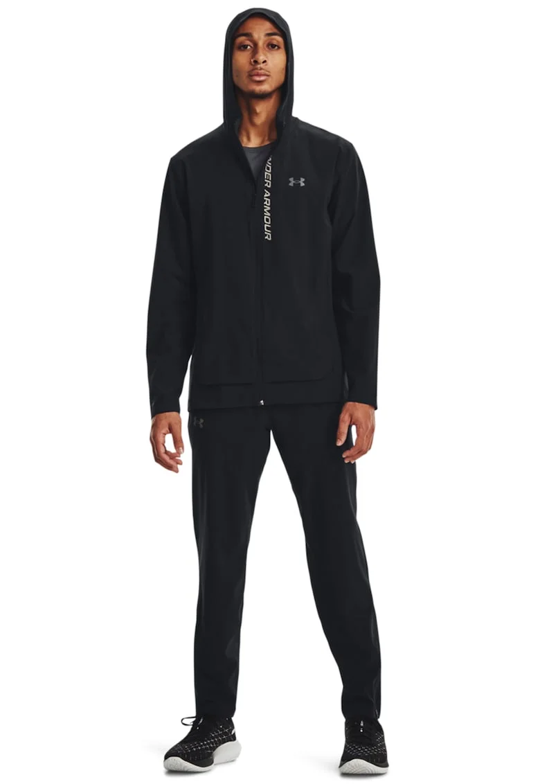 Pantaloni cu slituri cu fermoar pentru alergare Outrun The Storm, Negru