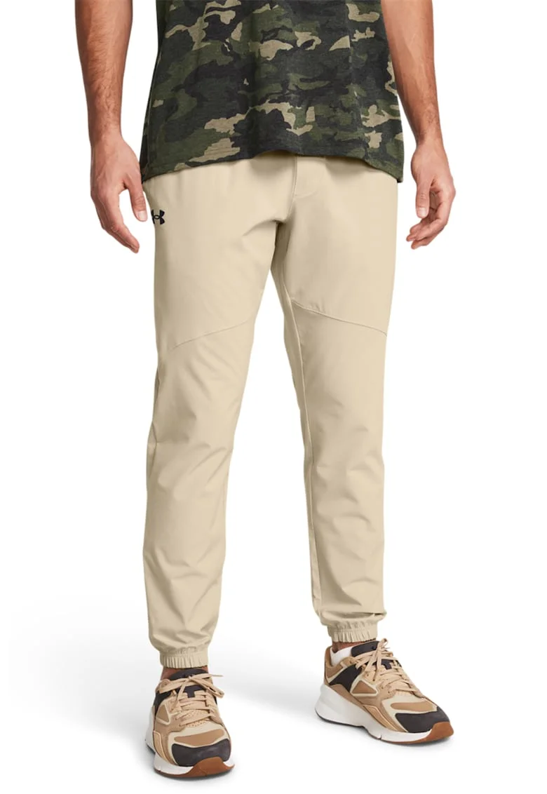 Pantaloni cu snur de ajustare pentru fitness, Maro nisip
