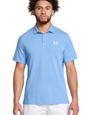 Tricou polo cu detaliu logo, pentru fitness, Albastru prafuit