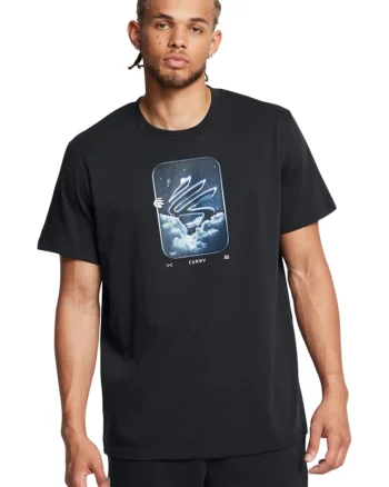 Tricou cu decolteu la baza gatului si imprimeu pentru baschet, Negru