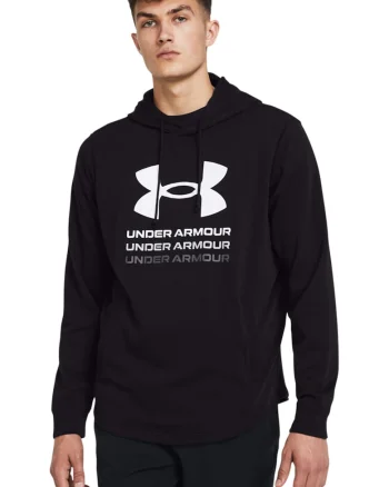 Hanorac cu imprimeu logo pentru fitness, Negru/Alb optic