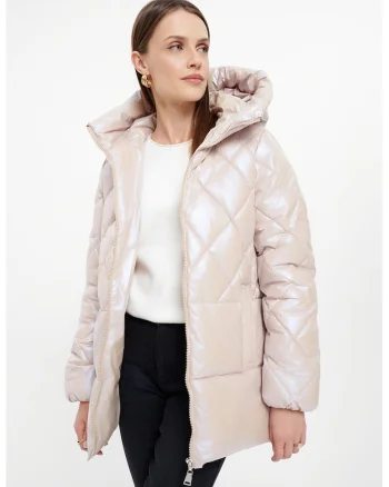 Geaca cu slituri laterale, Crem