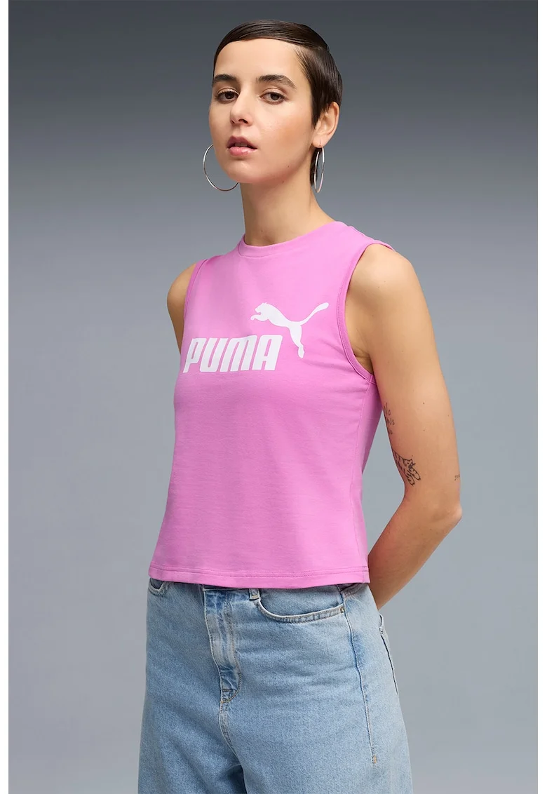 Top cu imprimeu logo Essentials, Roz orhidee