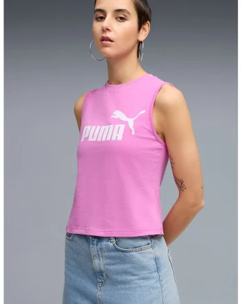 Top cu imprimeu logo Essentials, Roz orhidee
